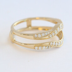 American Jewelry 14k Yellow Gold .50ctw Diamond Milgrain Ring Guard Ring (Size 7)