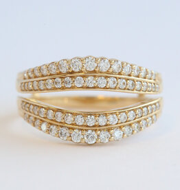 American Jewelry 14k Yellow Gold .80ctw Diamond Double Row Ring Guard