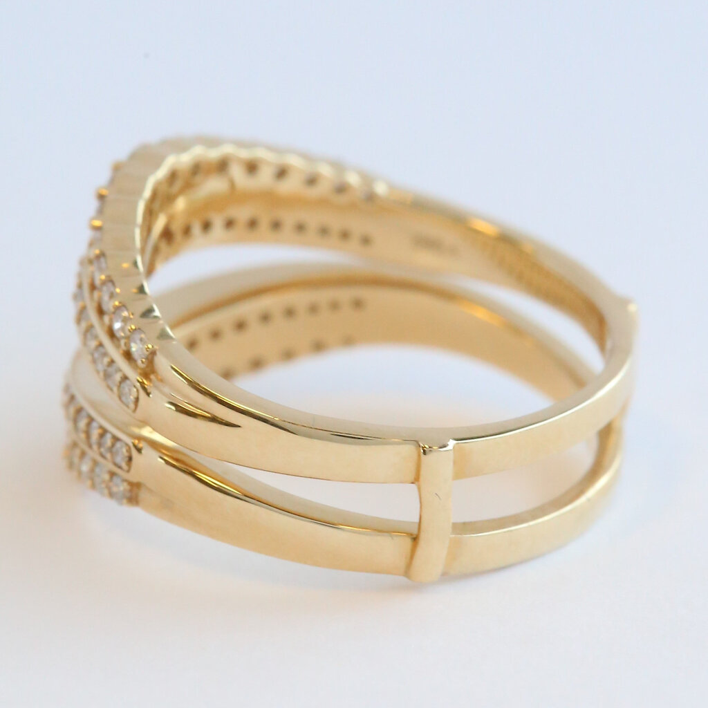 American Jewelry 14k Yellow Gold .80ctw Diamond Double Row Ring Guard
