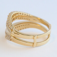 American Jewelry 14k Yellow Gold .80ctw Diamond Double Row Ring Guard