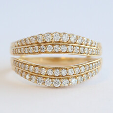 American Jewelry 14k Yellow Gold .80ctw Diamond Double Row Ring Guard