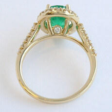 American Jewelry 14k Yellow Gold 1.91ct Emerald .68ctw Diamond Oval Halo Ring (Size 7)