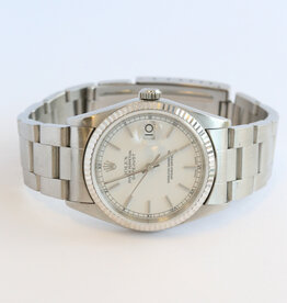 Rolex Pre-Owned Rolex 36mm Stainless Steel Oyster Perpetual Datejust Watch w/ White Dial