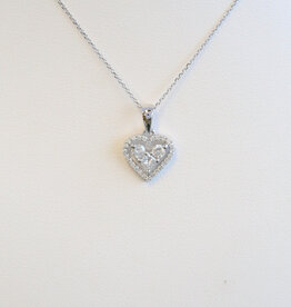 American Jewelry 14k White Gold .43ctw Diamond Heart Necklace