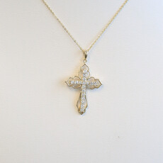 American Jewelry 14k Yellow Gold .30ctw Diamond Open Work Cross Necklace