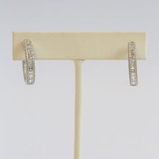 American Jewelry 14k White Gold 2.28ctw Diamond Baguette & Round Inside Out Hoop Earrings