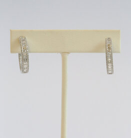 American Jewelry 14k White Gold 2.28ctw Diamond Baguette & Round Inside Out Hoop Earrings