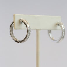 American Jewelry 14k White Gold 2.28ctw Diamond Baguette & Round Inside Out Hoop Earrings