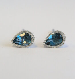 American Jewelry 14k White Gold London Blue Topaz & Accent Pear Stud Earrings