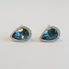 American Jewelry 14k White Gold London Blue Topaz & Accent Pear Stud Earrings