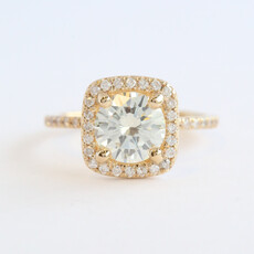 American Jewelry 14k Yellow Gold 2.35ctw (1.85 M/VS1 Ctr) Diamond Cushion Halo Engagement Ring (Size 6.5)