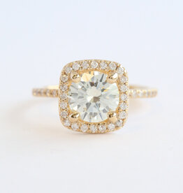 American Jewelry 14k Yellow Gold 2.35ctw (1.85 M/VS1 Ctr) Diamond Cushion Halo Engagement Ring (Size 6.5)