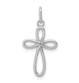 American Jewelry 14k White Gold Small Ribbon Cross Charm