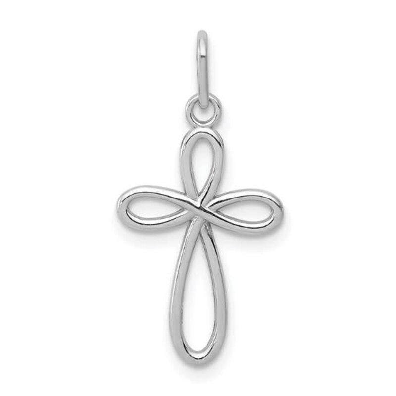 American Jewelry 14k White Gold Small Ribbon Cross Charm