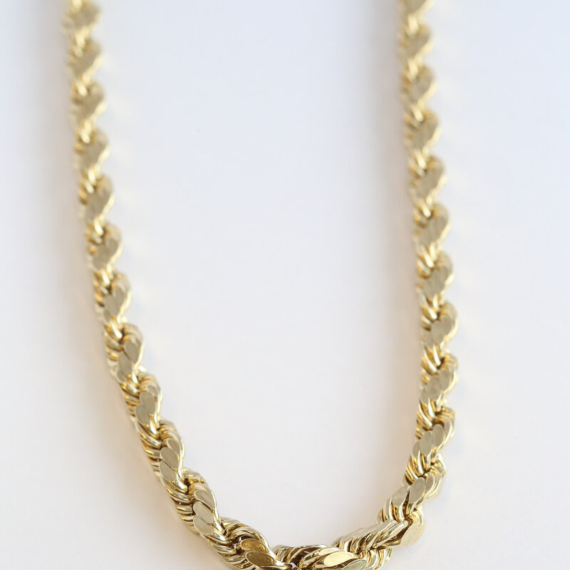 American Jewelry ESTATE 10k Yellow Gold 8mm Hollow Rope Chain (20")