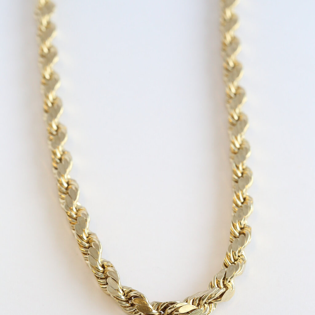 American Jewelry ESTATE 10k Yellow Gold 8mm Hollow Rope Chain (20")