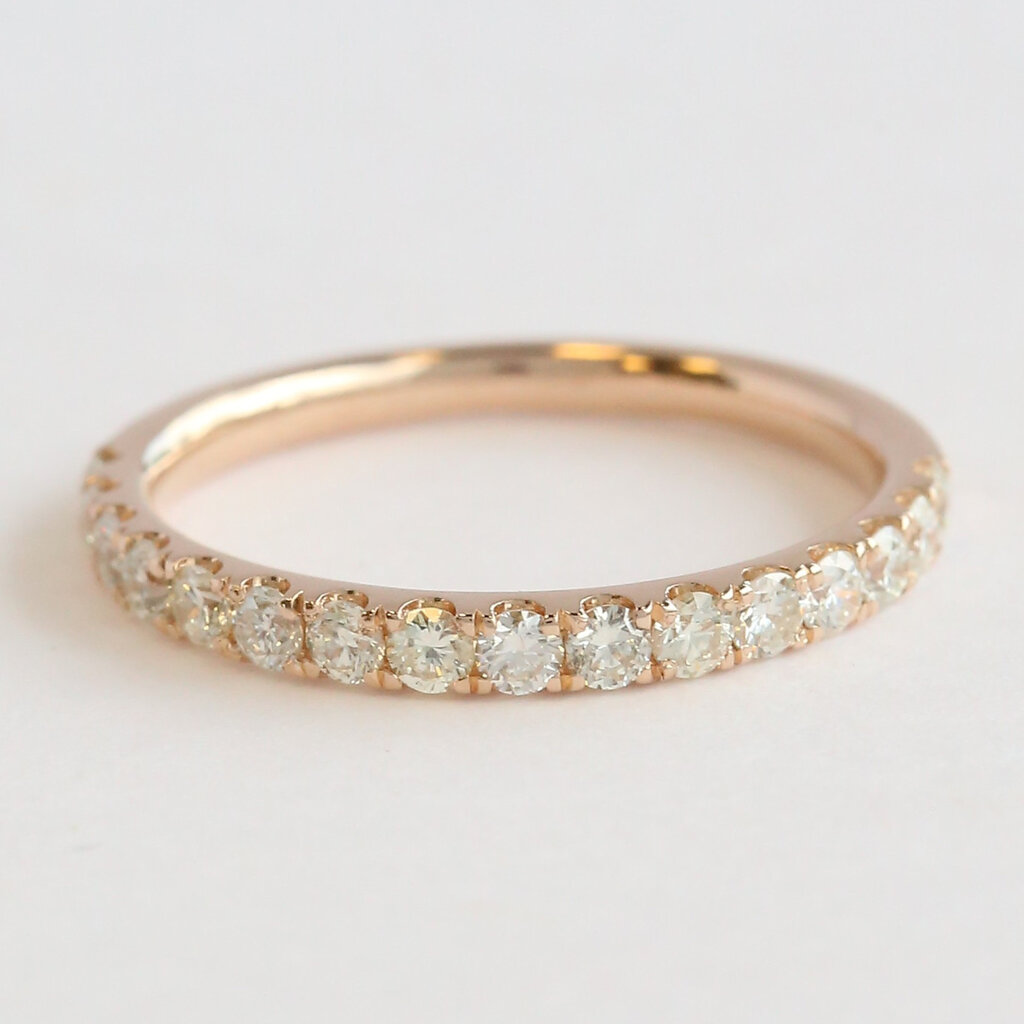 American Jewelry ESTATE 14k Rose Gold .50ctw Diamond Straight Wedding Band (Size 6.5)