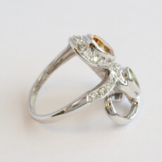 American Jewelry ESTATE 18k White Gold 1.6ct Citrine .40ct Peridot .30ctw Diamond Openwork Fashion Ring (Size 6.5)