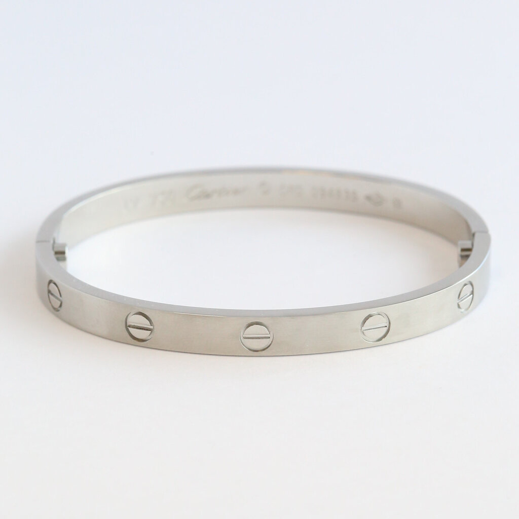 American Jewelry ESTATE 18k White Gold "Love" Bangle Bracelet