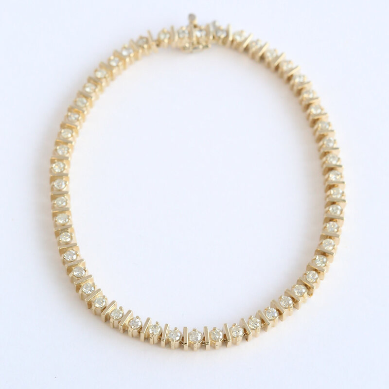 American Jewelry ESTATE 14k Yellow Gold 2ctw Diamond Tennis Bracelet (7.25")