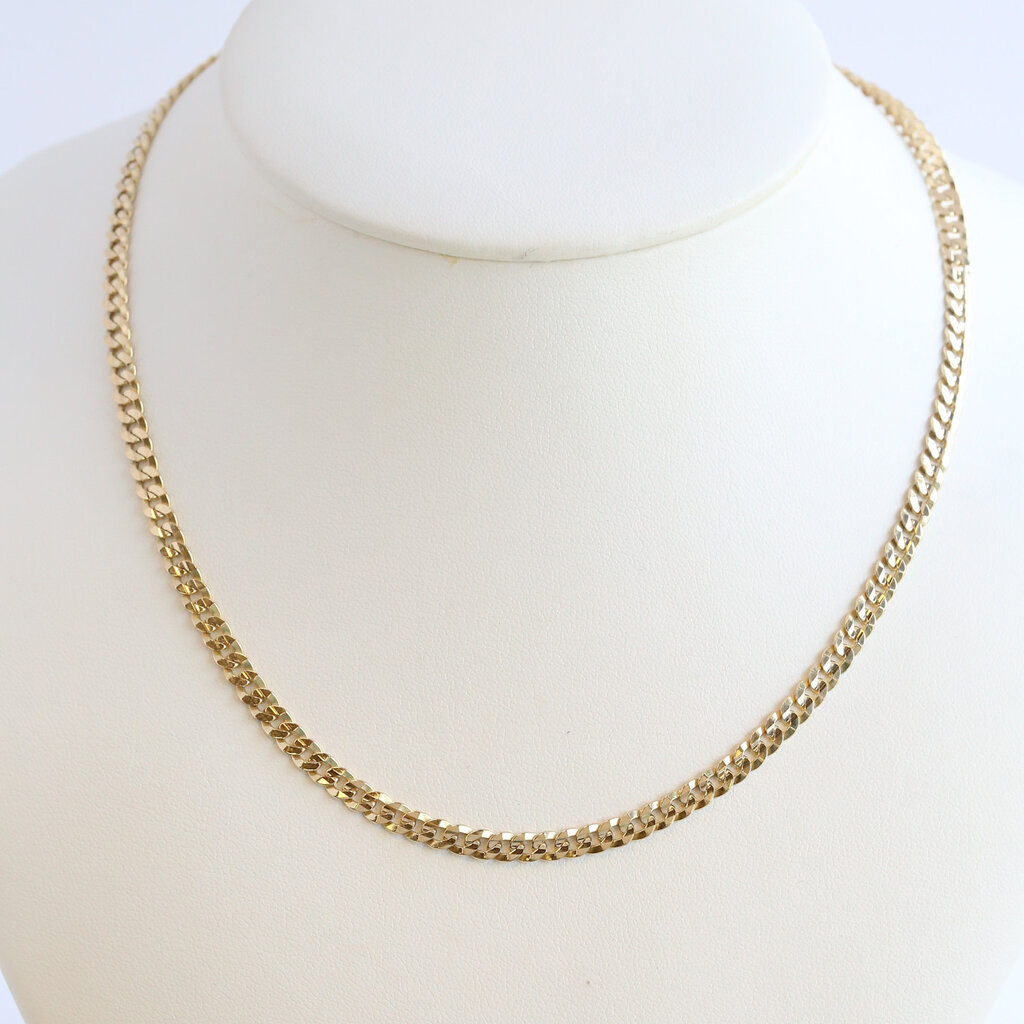 American Jewelry ESTATE 14k Yellow Gold 4mm Curb Link Chain Necklace (18")