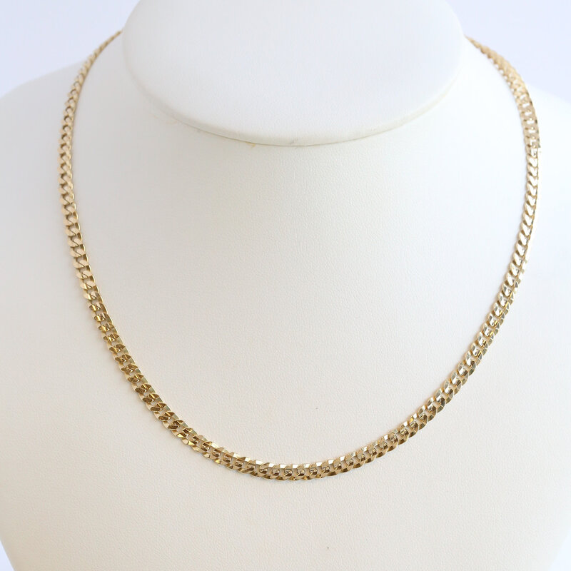 American Jewelry ESTATE 14k Yellow Gold 4mm Curb Link Chain Necklace (18")