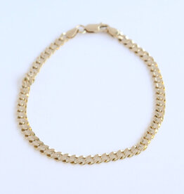 American Jewelry ESTATE 14k Yellow Gold Flat Curb Link Chain Bracelet (8.5")