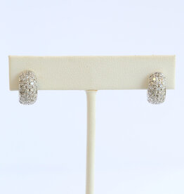 American Jewelry ESTATE 14k White Gold .50ctw Pave Huggie Hoop Earrings