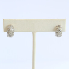 American Jewelry ESTATE 14k White Gold .50ctw Pave Huggie Hoop Earrings
