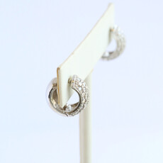 American Jewelry ESTATE 14k White Gold .50ctw Pave Huggie Hoop Earrings