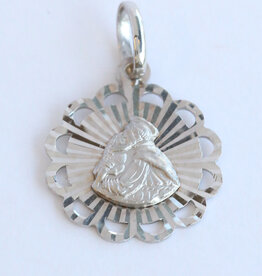 American Jewelry ESTATE 18k White Gold Mary & Jesus Charm Pendant