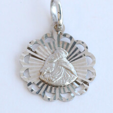 American Jewelry ESTATE 18k White Gold Mary & Jesus Charm Pendant