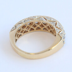 American Jewelry ESTATE 14k Yellow Gold 1.65ctw Diamond Triple Edge Milgrain Wedding Band Ring (Size 7.5)