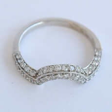 American Jewelry ESTATE 14k White Gold 1.3ctw Diamond Contour Band Ring