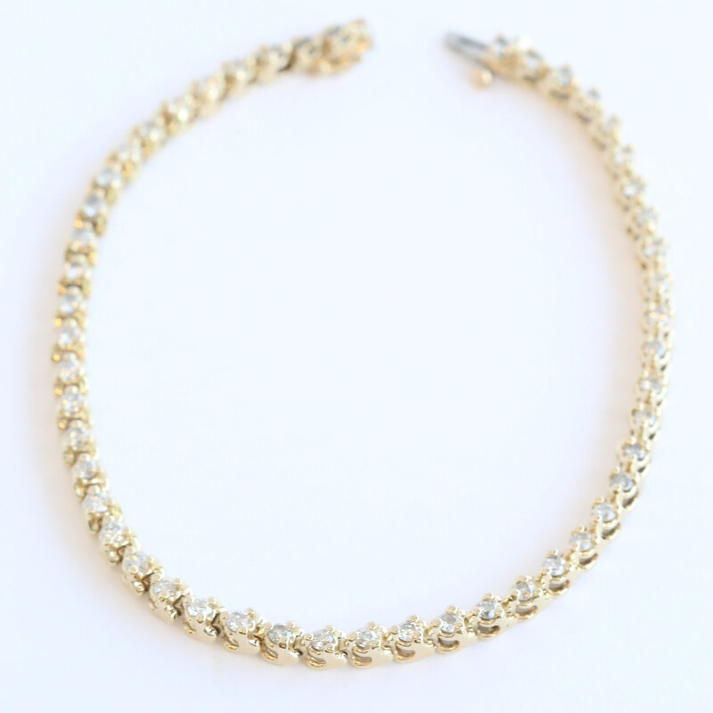 American Jewelry ESTATE 14k Yellow Gold 1.5ctw Diamond Tennis Bracelet