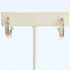 American Jewelry ESTATE 14k Yellow Gold .25ctw Diamond J Hoop Lever Back Earrings