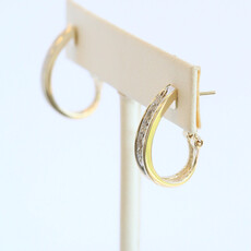 American Jewelry ESTATE 14k Yellow Gold .25ctw Diamond J Hoop Lever Back Earrings