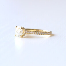 American Jewelry 18k Yellow Gold 1.89ctw (1.48ct J/SI1 Center) Round Diamond Hidden Halo Engagement Ring (Size 6.25)