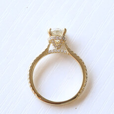 American Jewelry 18k Yellow Gold 1.89ctw (1.48ct J/SI1 Center) Round Diamond Hidden Halo Engagement Ring (Size 6.25)