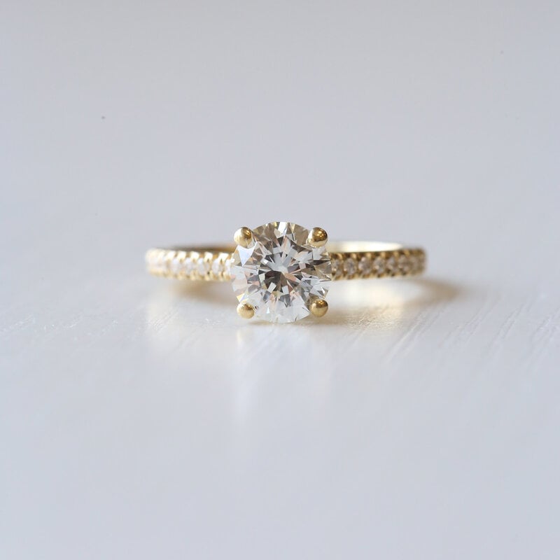 American Jewelry 18k Yellow Gold 1.89ctw (1.48ct J/SI1 Center) Round Diamond Hidden Halo Engagement Ring (Size 6.25)