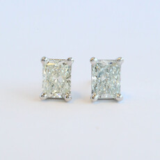 American Jewelry 14k White Gold 1.93ctw GIA I-J/VS1 Radiant Cut Solitaire Stud Earrings