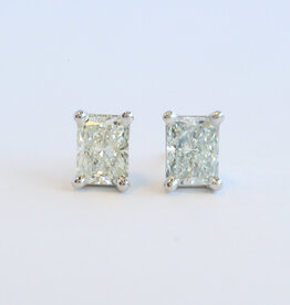 American Jewelry 14k White Gold 1.93ctw GIA I-J/VS1 Radiant Cut Solitaire Stud Earrings