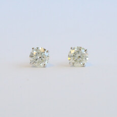 American Jewelry 14k White Gold 1ctw Round Diamond Solitaire Stud Earrings