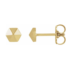 American Jewelry 14k Yellow Gold Hexagon Stud Earrings