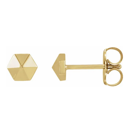 American Jewelry 14k Yellow Gold Hexagon Stud Earrings