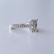 American Jewelry 14k White Gold 2.28ctw (2.01ct G/VS2 Lab Radiant) Diamond Cathedral Hidden Halo Engagement Ring (Size 6.5)