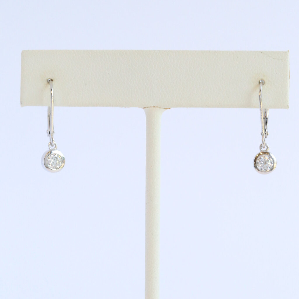 American Jewelry Sterling Silver 1/2ctw Lab Grown Diamond Bezel Leverback Dangle Earrings