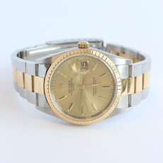 Rolex Pre-Owned Rolex 34mm Two Tone Oyster Perpetual  Date Watch w/ Gold Dial