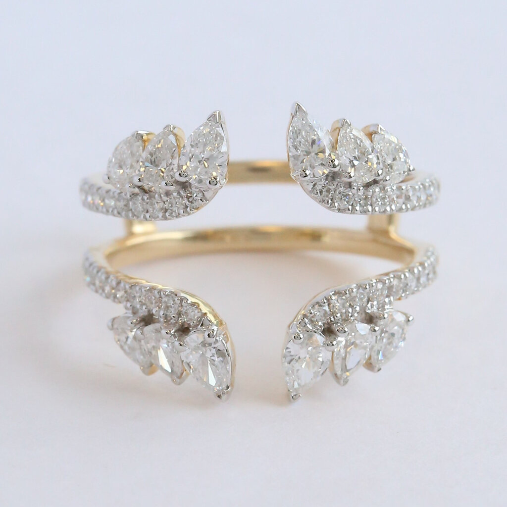 American Jewelry 14k Yellow Gold 1.53ctw Diamond Pear and Round Open Wrap Ring Guard (Size 7)