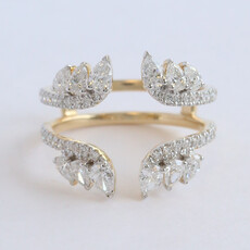 American Jewelry 14k Yellow Gold 1.53ctw Diamond Pear and Round Open Wrap Ring Guard (Size 7)